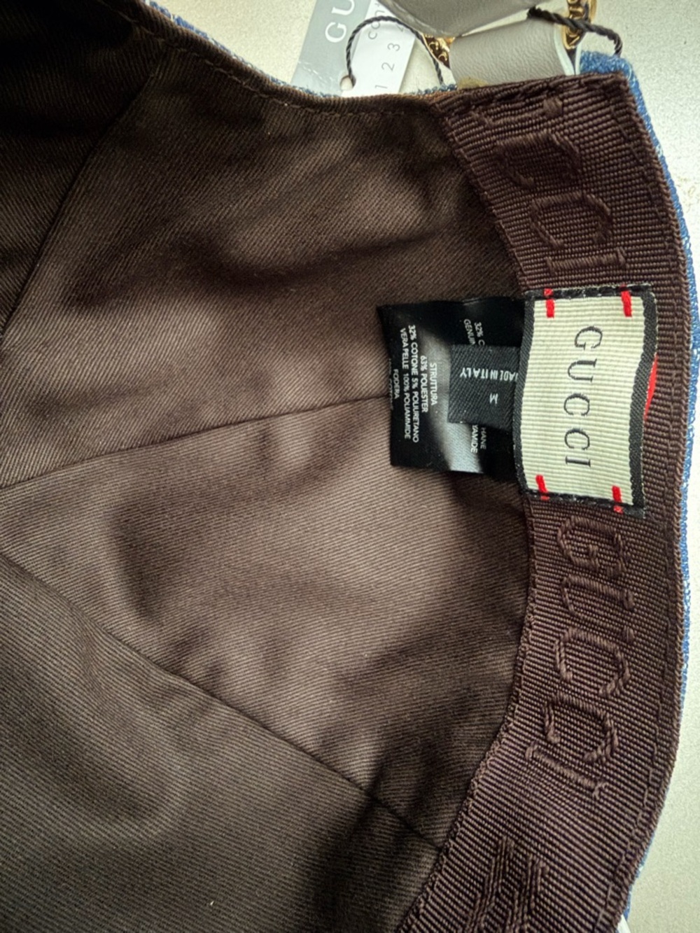 New Gucci  Blue Denim GG Baseball cap with Web detail size M - Picture 6 of 8